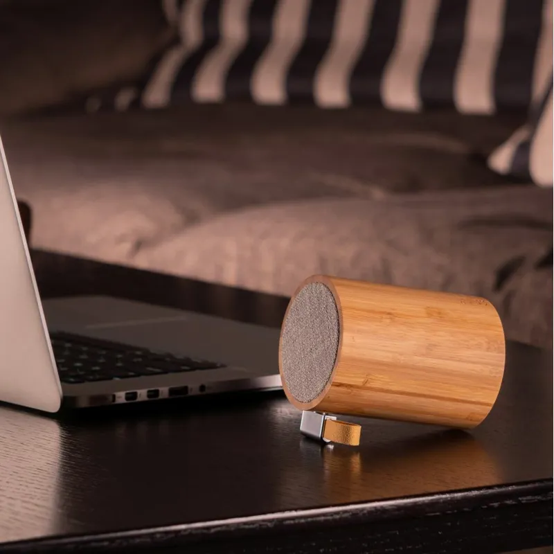 Gingko Drum Light Bluetooth Speaker in Bamboo-1